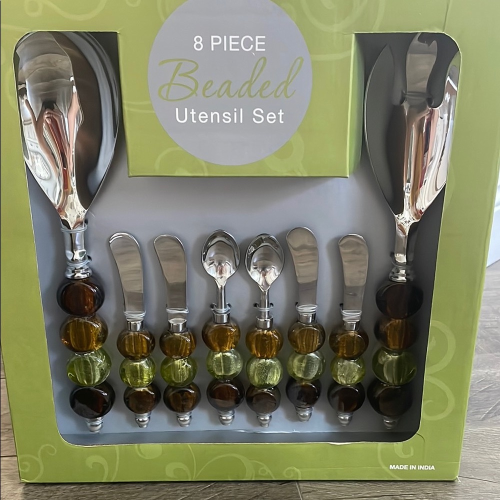 Beautiful Handmade Sterling and Beaded Utensil Set